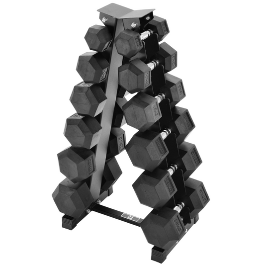 5kg-30kg Hex Dumbbell Set & 6-Tier Rack Only In Postanoh