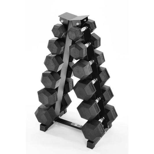 5kg-30kg Hex Dumbbell Set & 6-Tier Rack Only In Postanoh