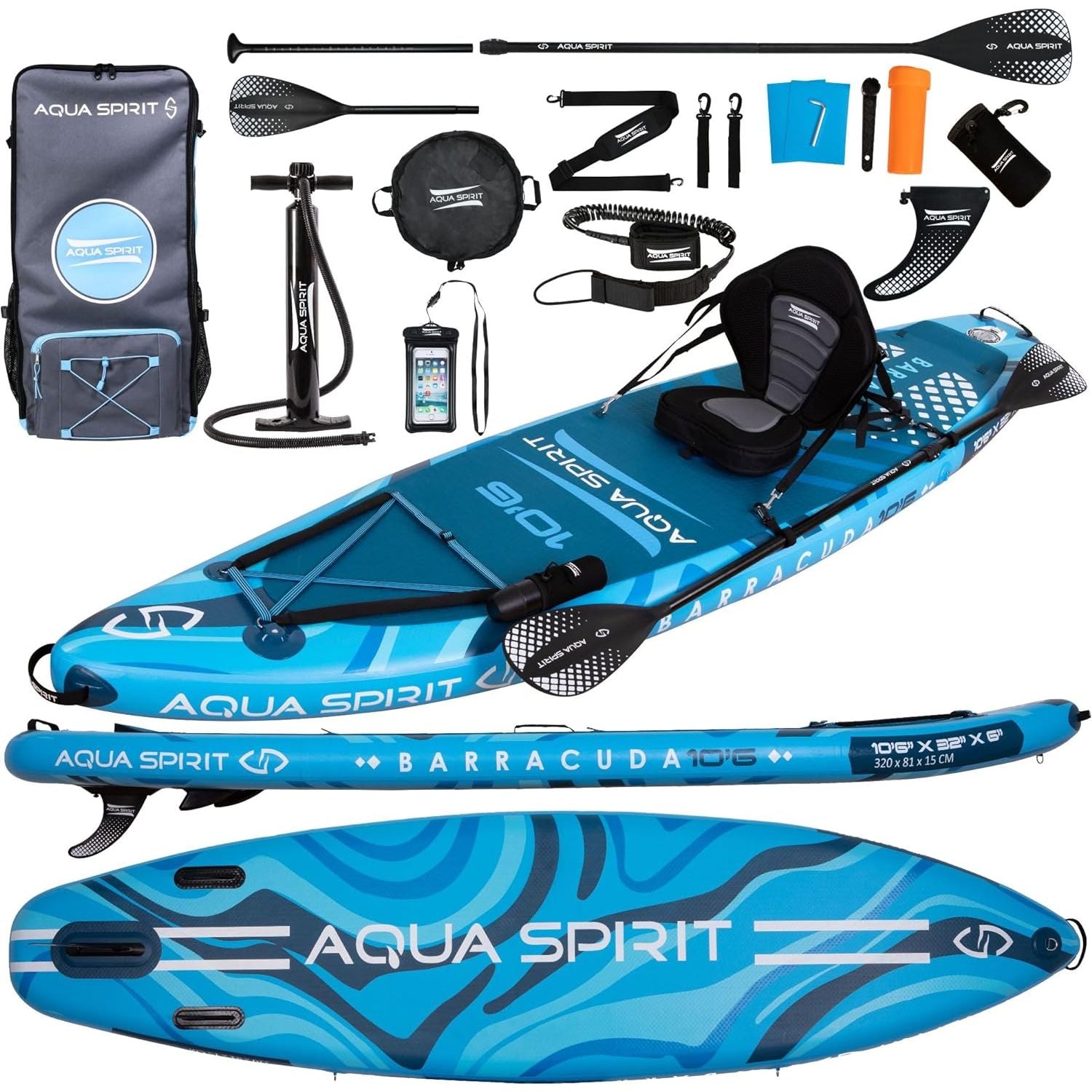 Aqua Spirit Barracuda iSUP/Kayak Inflatable Stand Up Paddle Board 2025 Only In Postanoh